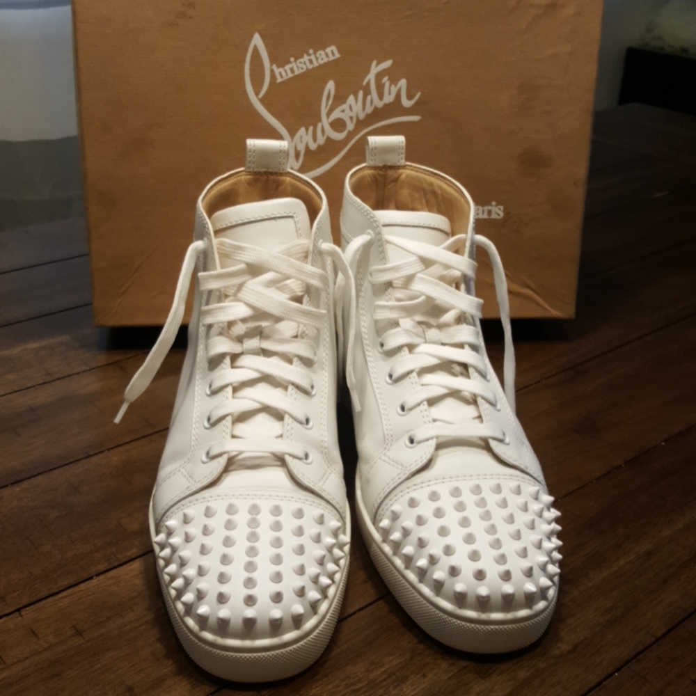 Christian Louboutin Shoes White Lou Spikes Hightop